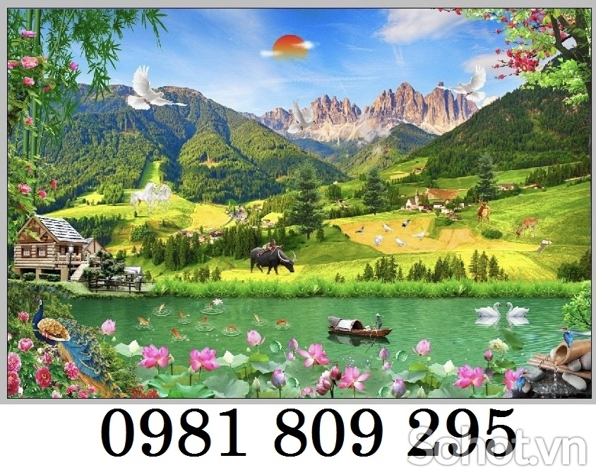 Gạch tranh 3d đồng quê cao cấp HG54