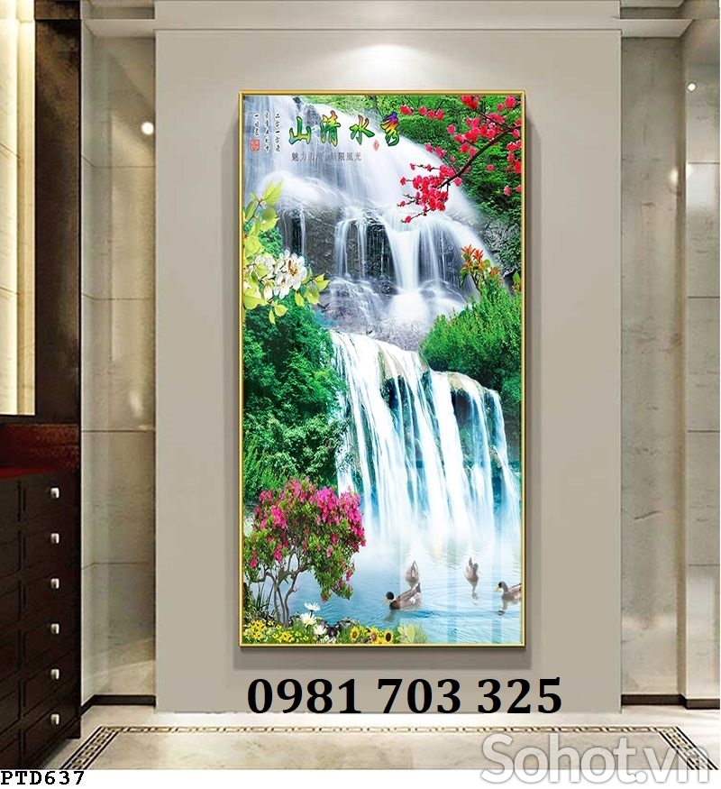 Gạch khổ đứng 3D phong cảnh đẹp