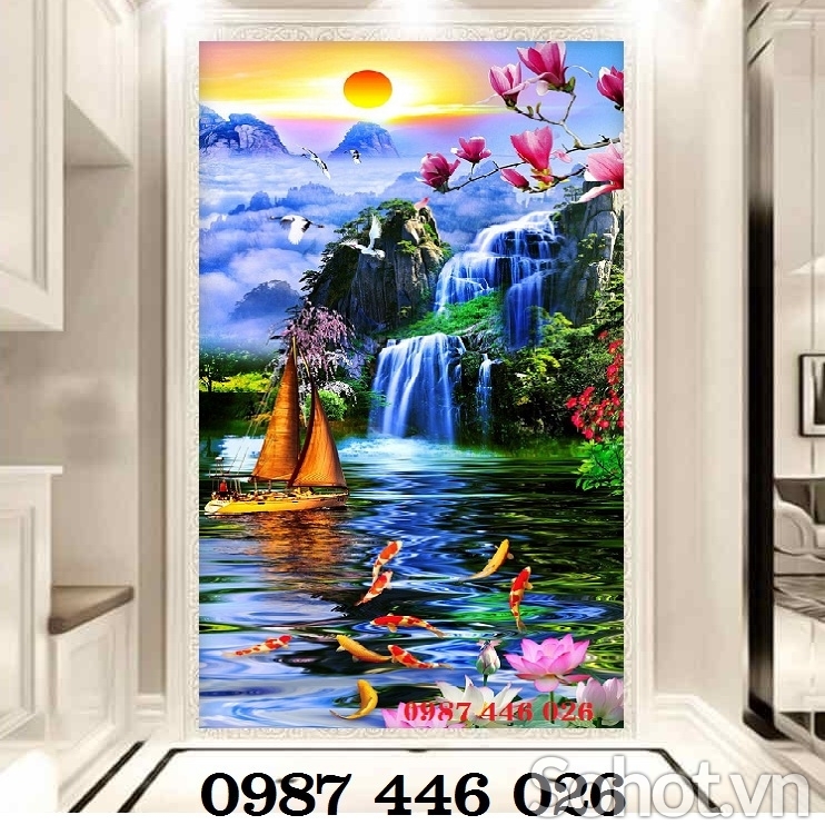 Gạch 3d tranh gạch men thác nước HP9873