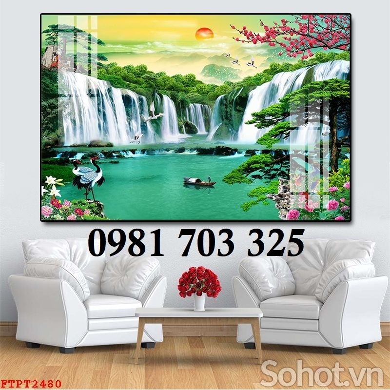 Tranh phong cảnh thiên nhiên, gạch tranh thác nước