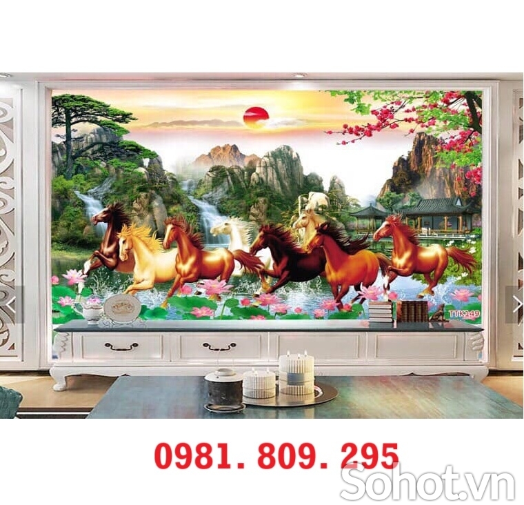 Mẫu gạch trang trí 3d ngựa phong thủy