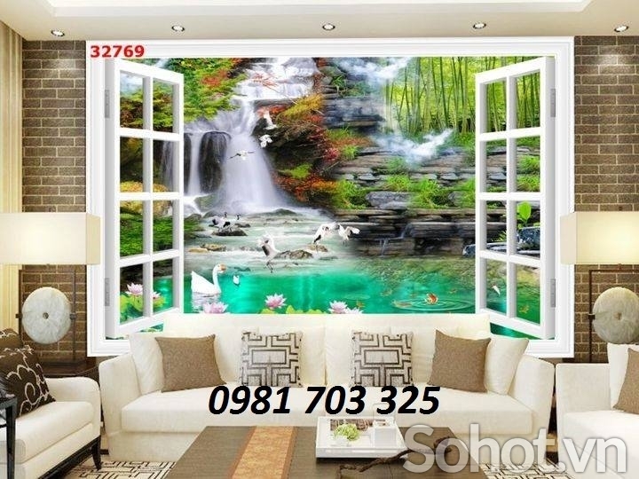 Tranh gạch đẹp 3D hình cửa sổ