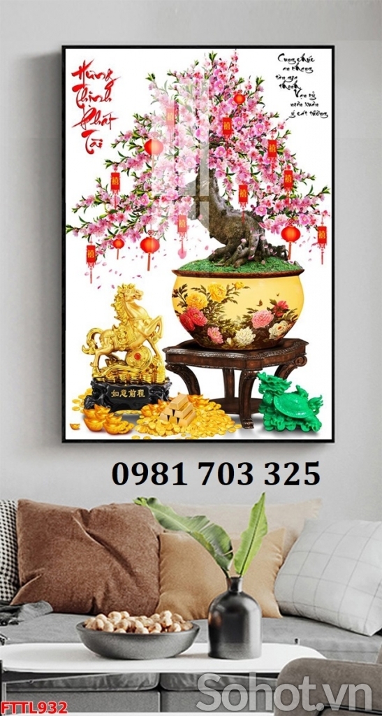 Tranh hoa đào phong thủy