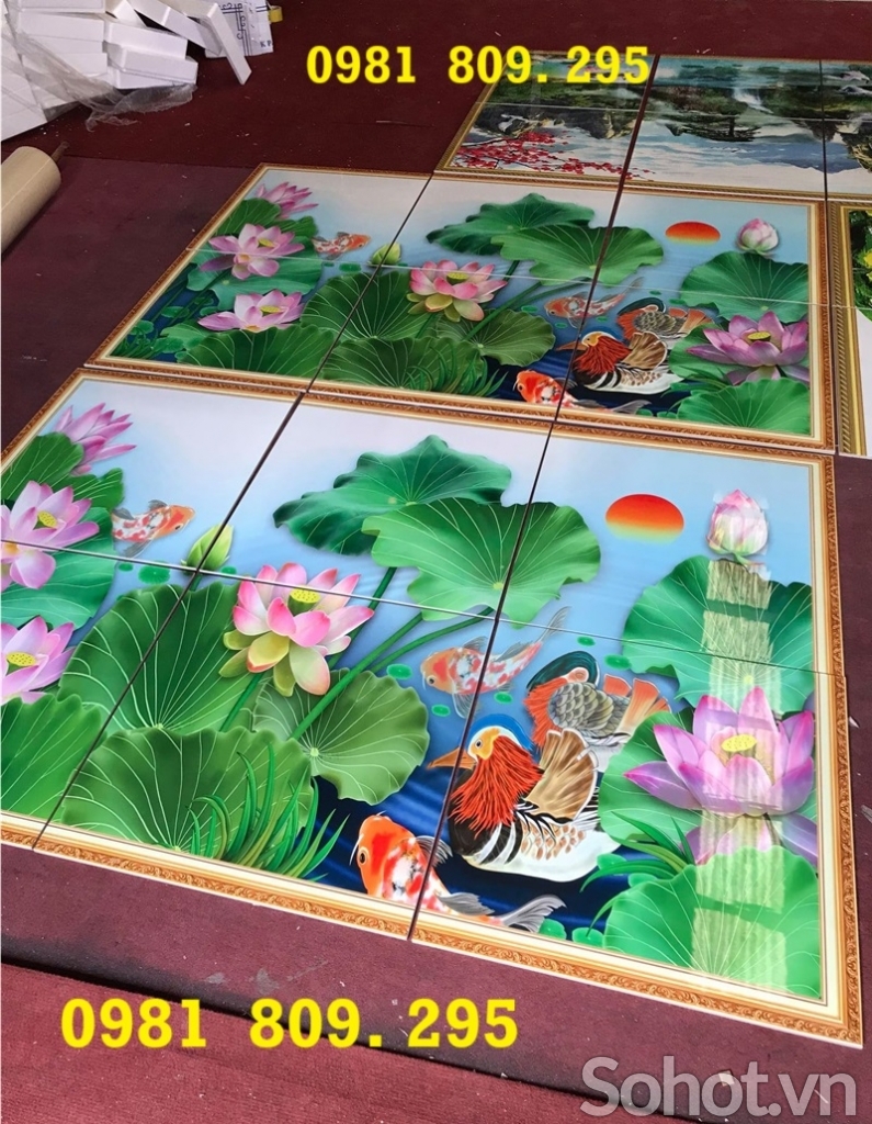 Gạch ốp tường , gạch trang trí , tranh hoa sen