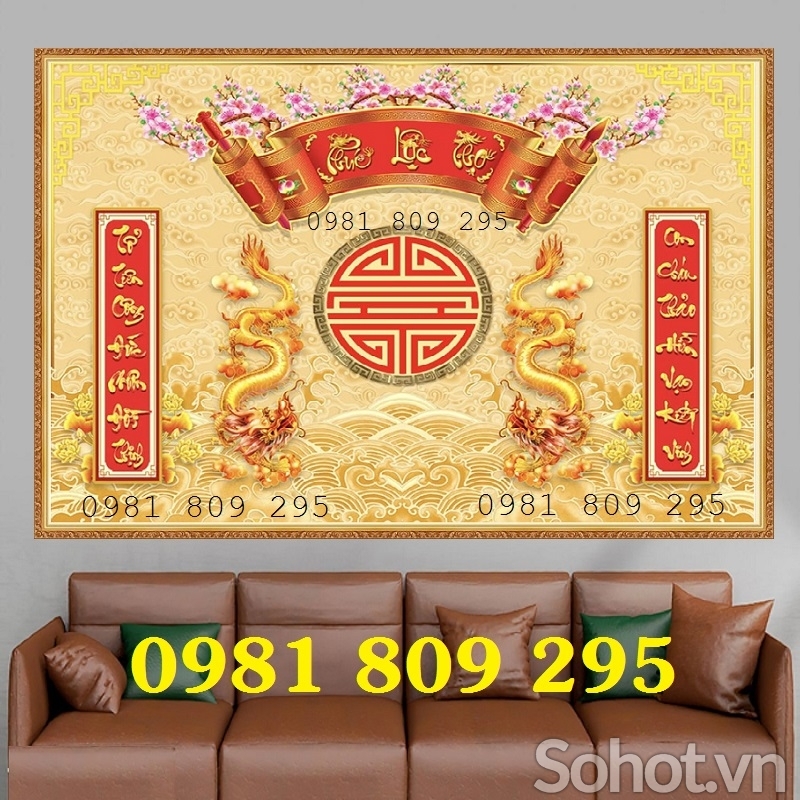 Tranh phòng thờ , gạch tranh 3d mâm ngũ quả