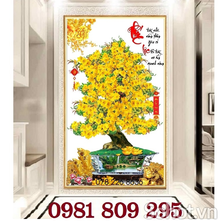 Tranh gạch hoa mai 3d khổ dọc