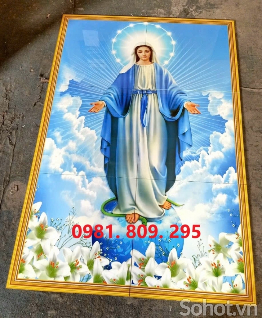 Tranh đức mẹ, gạch tranh ốp tường, tranh 3d