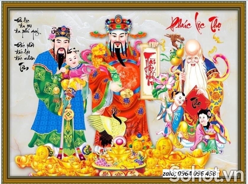 Gạch tranh 3d ốp tường phúc lộc thọ - XC42