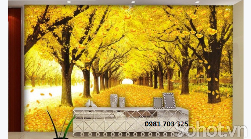Tranh phong cảnh mùa thu- gạch tranh lá vàng
