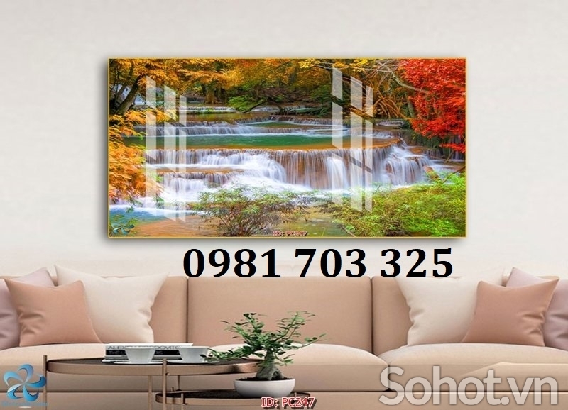 Gạch tranh 3D trang trí phòng khách đẹp