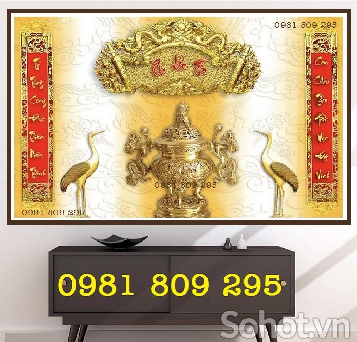 Tranh gạch 3d câu đối ốp phòng thờ