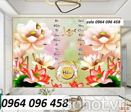 Tranh hoa sen 3d - tranh gạch 3d hoa sen - 83DP