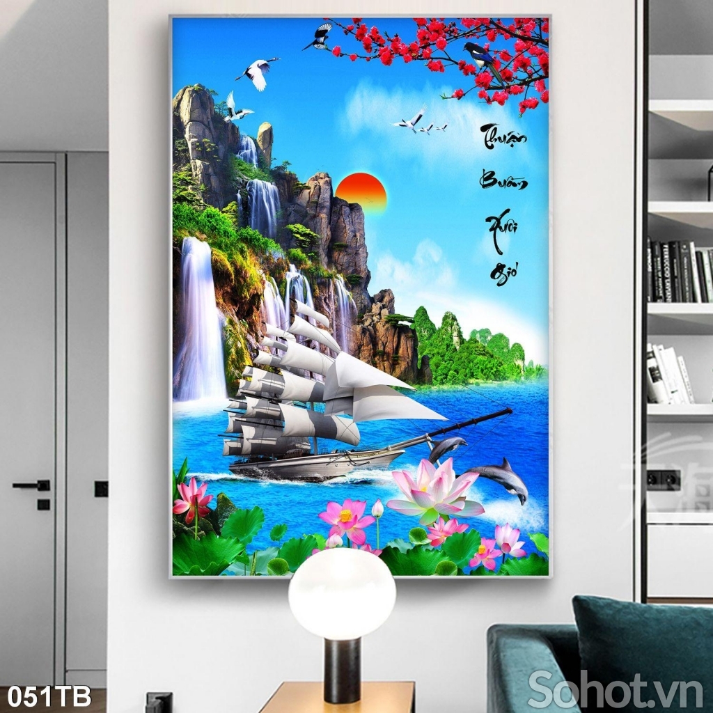 Gạch 3d, tranh gạch men thuyền buồm HP6292
