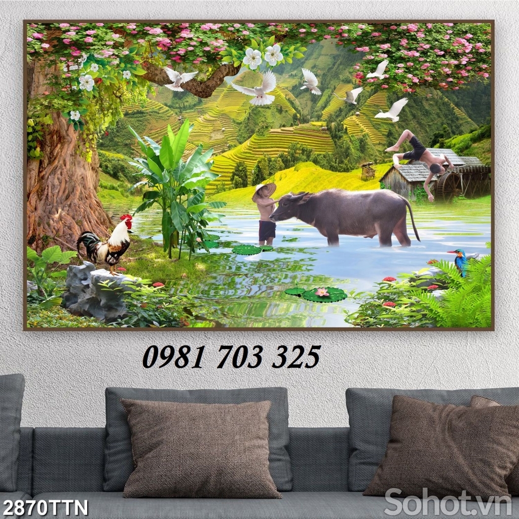 tranh 3D phòng khách, gạch tranh trang trí