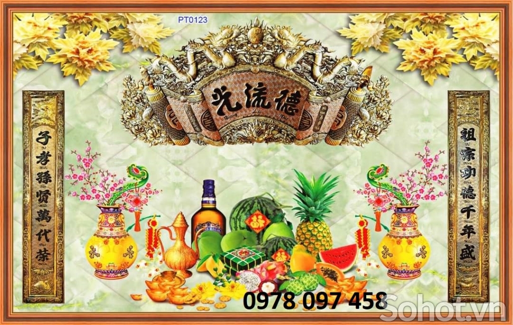 Tranh dán phòng thờ - gạch tranh 3D