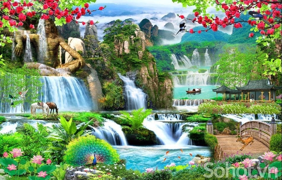 Tranh gạch 3d phong thủy mệnh mộc - HNMM94