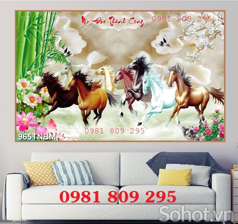 Gạch tranh 3d bát mã - tranh gạch men