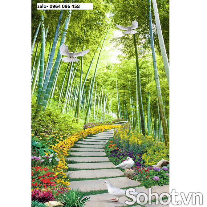 Tranh gạch 3d ốp tường phong cảnh tre trúc - DJK19