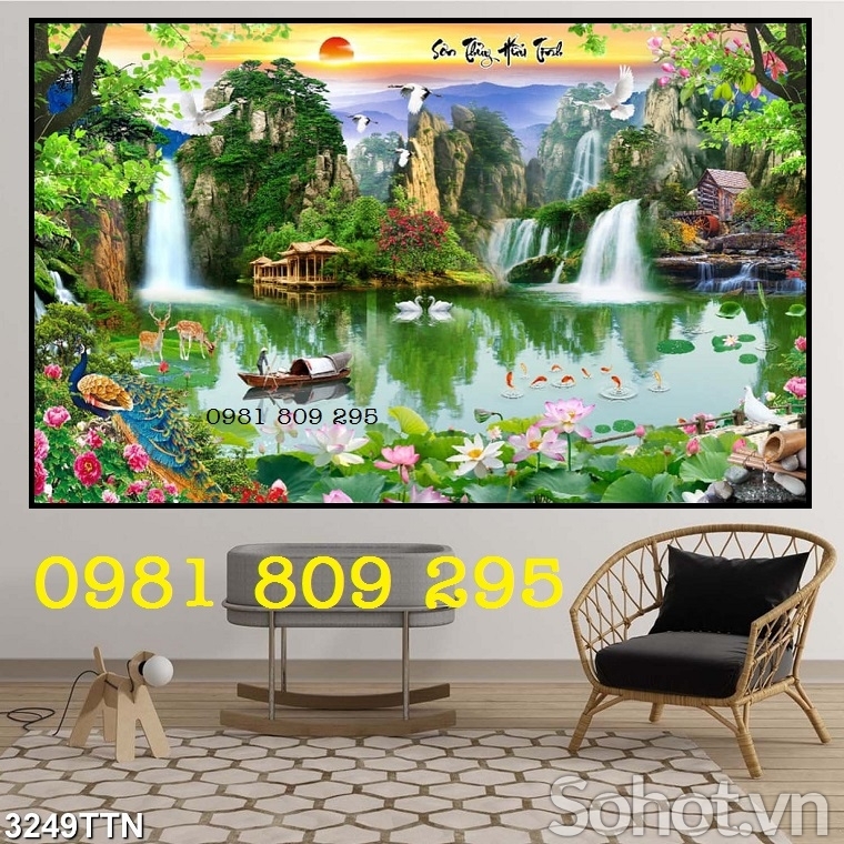 tranh gạch 3d phong thủy - sơn thủy