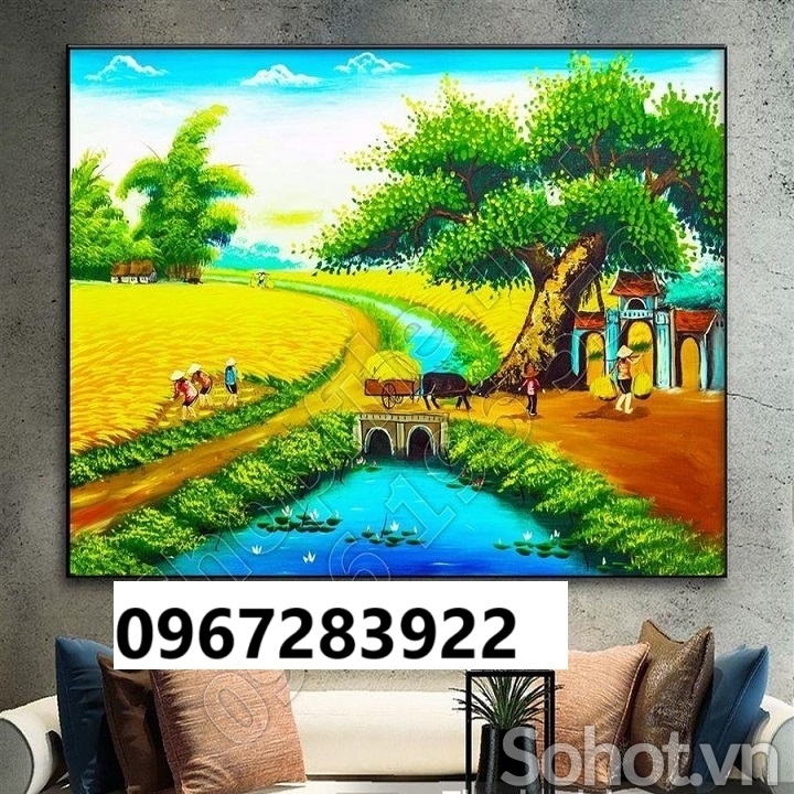 Tranh gạch đồng quê trang trí tường nhà