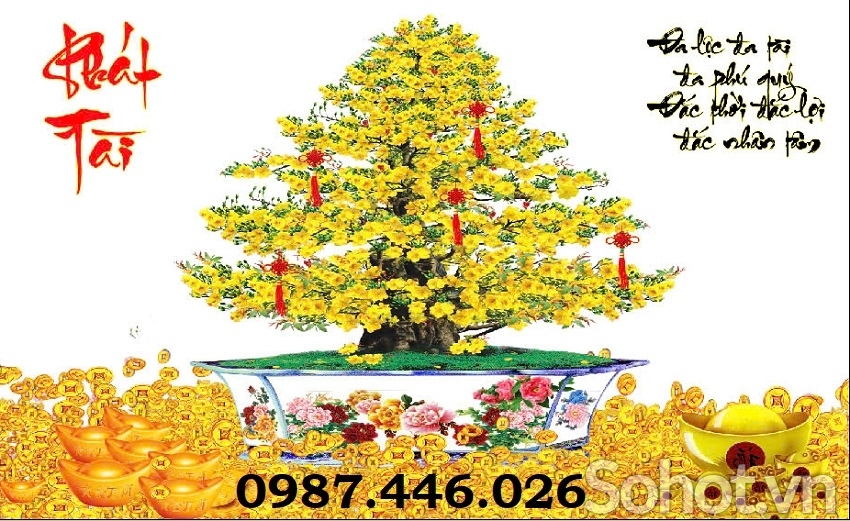 Tranh gạch hoa mai vàng