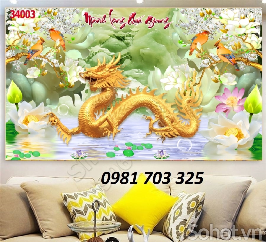 Tranh rồng phong thủy trang trí phòng khách