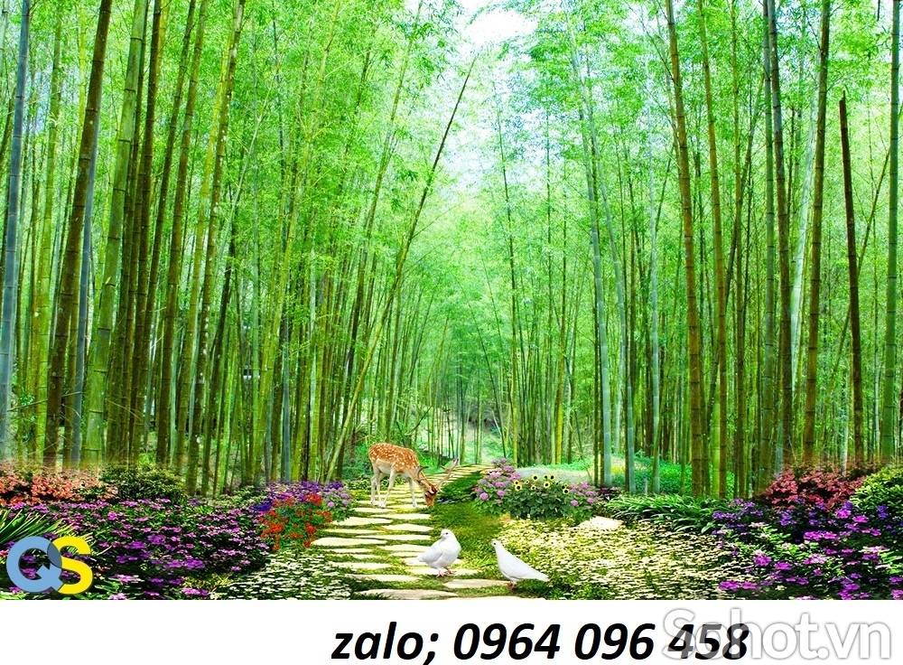 Tranh gạch 3d ốp tường cây tre trúc -