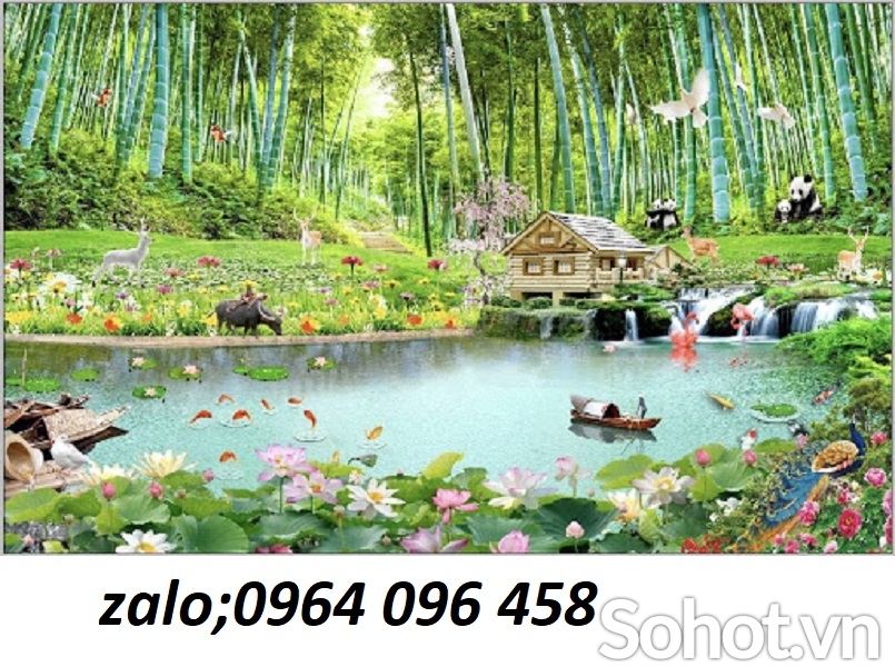 Tranh 3d cảnh đồng quê - tranh gạch 3d ốp tường - 987CM