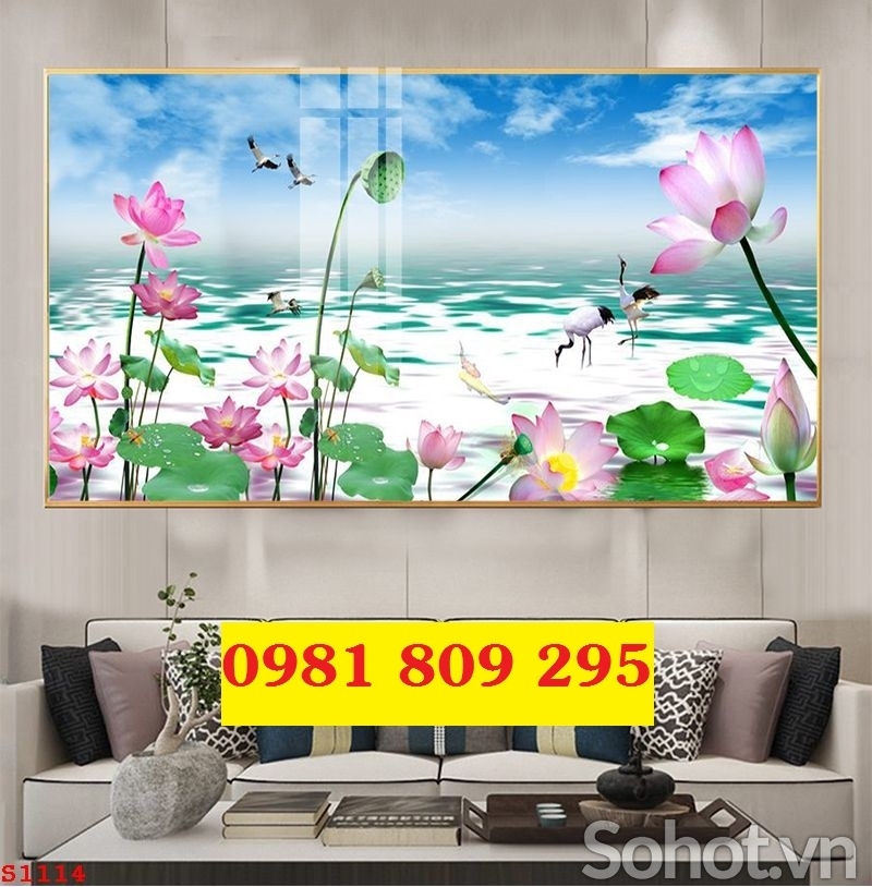 Tranh gạch hoa sen 3d GP765