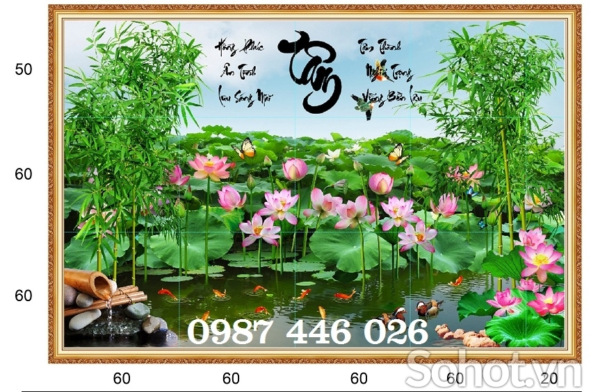 Tranh gạch men hoa sen ốp tường HP8272
