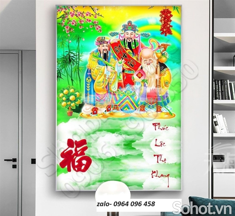 Tranh gạch 3d phúc lộc thọ - VCX44