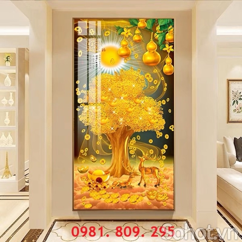 Tranh gạch men cây kim tiền