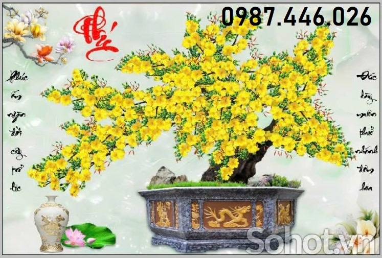 Tranh gạch hoa mai vàng