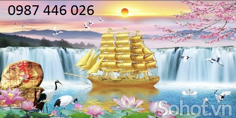 Tranh gạch men thuyền buồm 3d HP9743