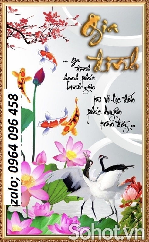 Tranh 3d hoa sen - tranh gạch 3d hoa sen - JNVV6