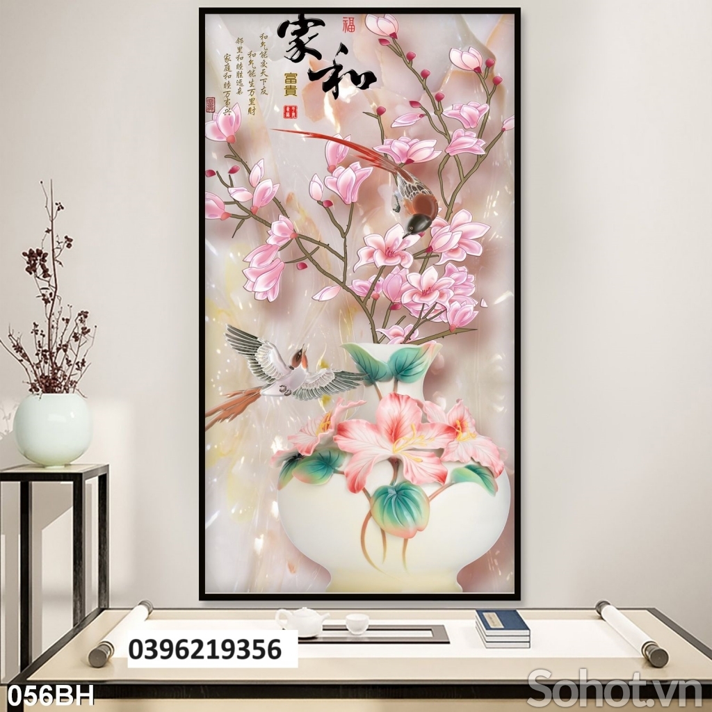 Tranh gạch bình hoa trang trí đẹp