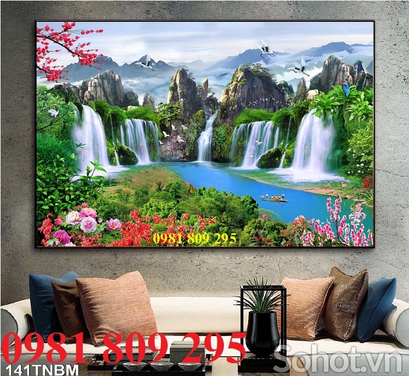 gạch tranh 3d phong cảnh con cò