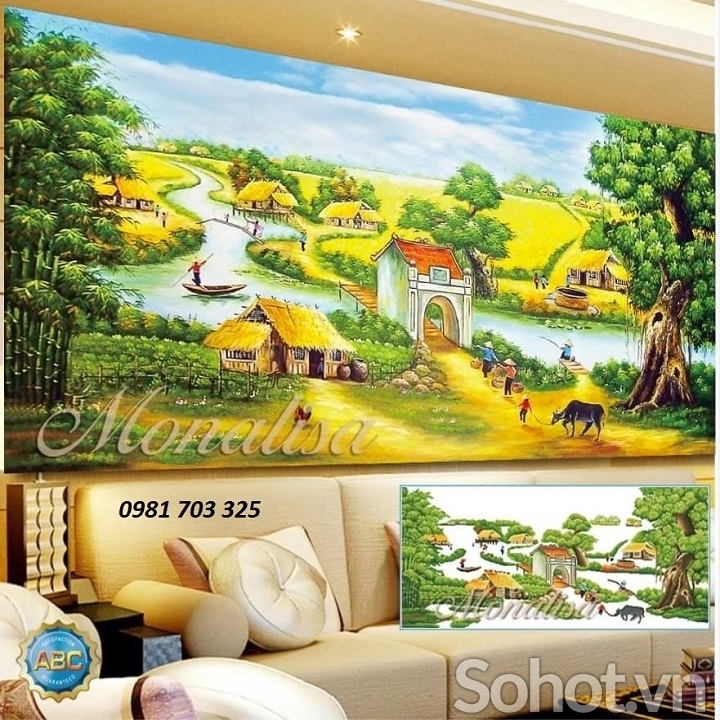 Tranh gạch 3D phong cảnh đồng quê trang trí phòng