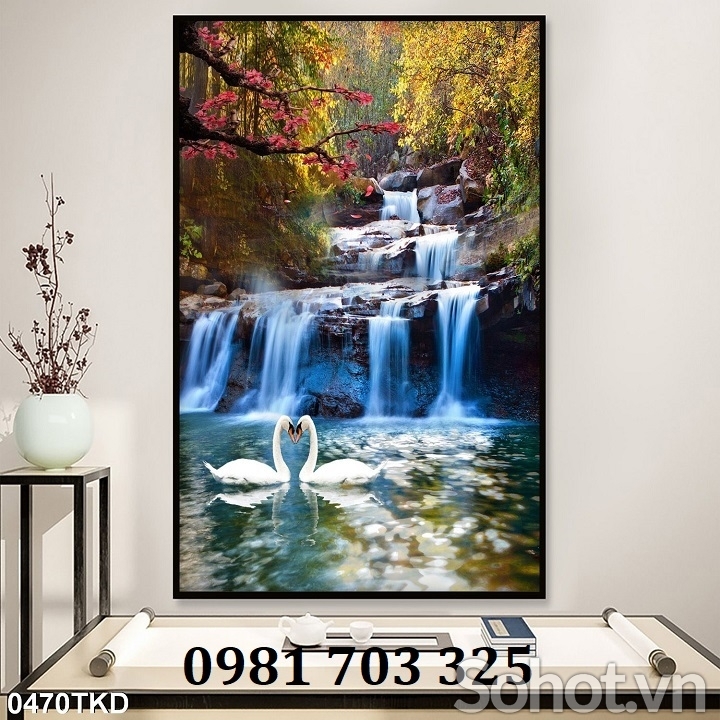 Gạch tranh phong cảnh khổ đứng 3D trang trí