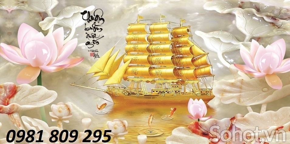 mẫu tranh gạch thuyền buồm -  gạch 3d ốp tường