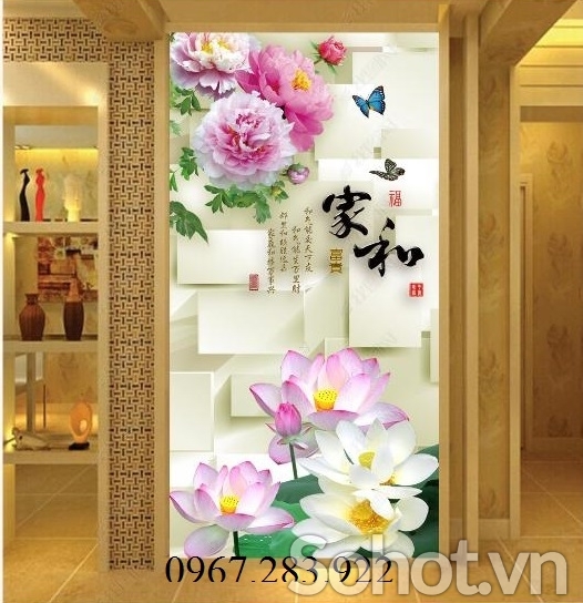 Gạch tranh- Tranh hoa 3D khổ dọc