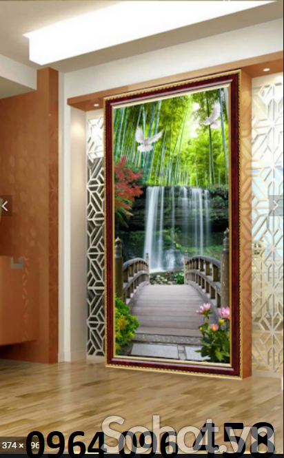 Tranh gạch 3d ốp tường phong cảnh khổ đứng - KJHG5