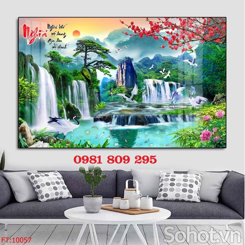 Tranh gạch , gạch ốp tường thác nước 3d