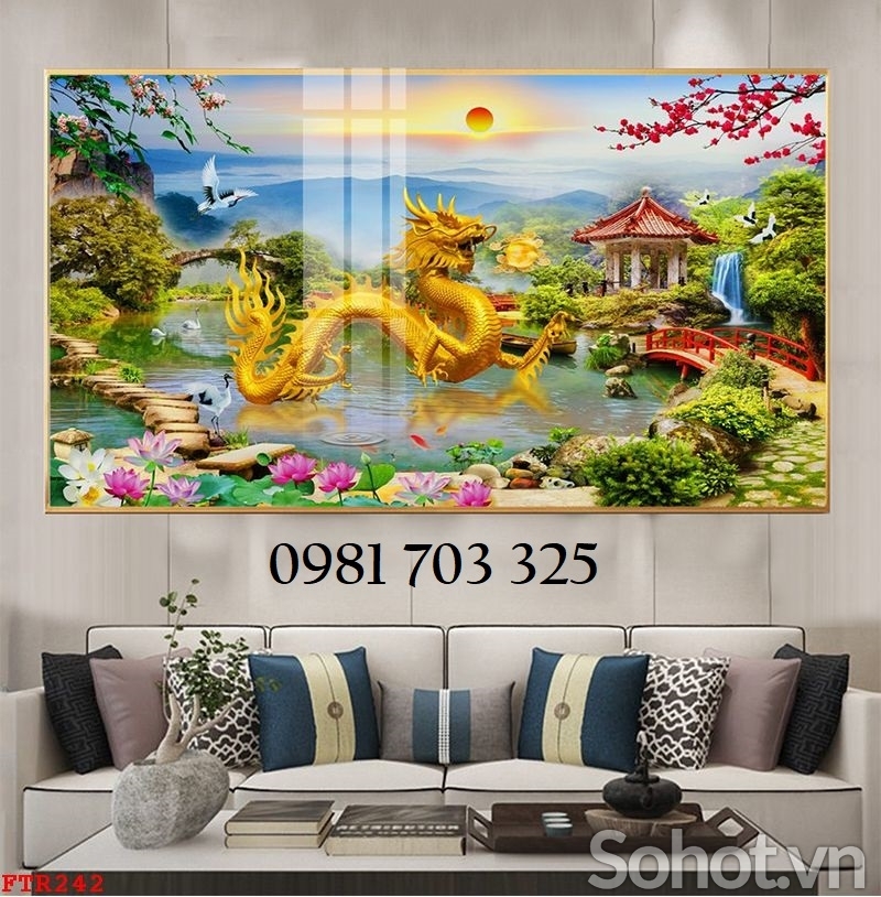 Tranh rồng phong thủy 3D, tranh gạch men ốp tường