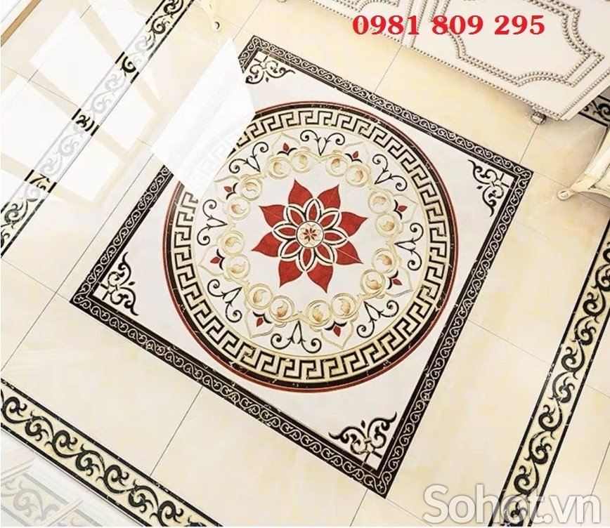 Gạch men - thảm phòng khách