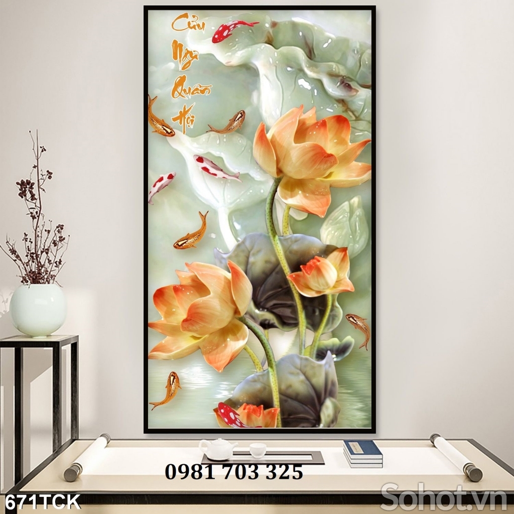 Tranh hoa sen trang trí đẹp