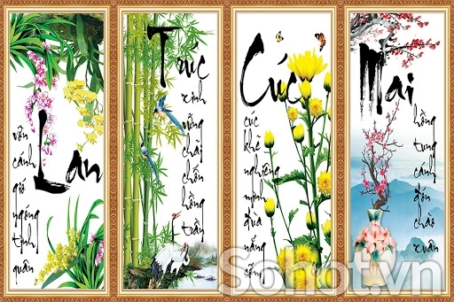 Tranh gạch 3d ốp tường tứ quý - 800MC