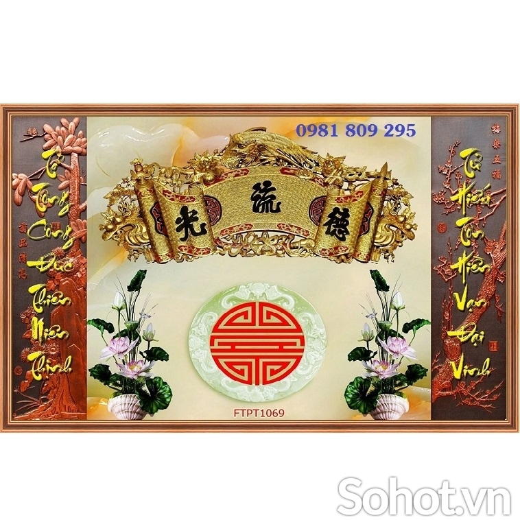 Tranh 3d phòng thờ , tranh gạch men HP8578