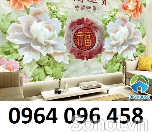 Tranh gạch hoa mẫu đơn 3d - 8000CM