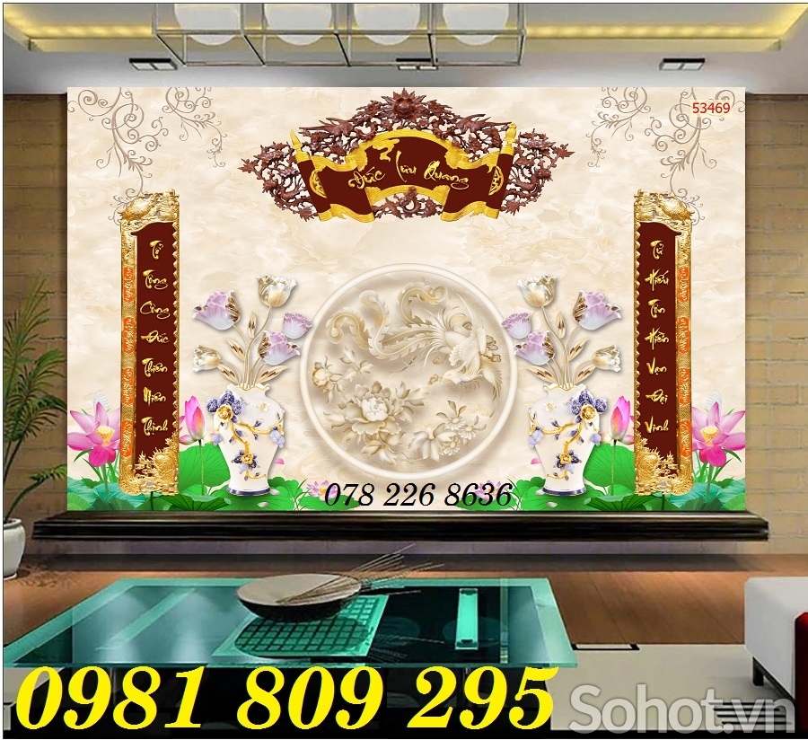 Gạch tranh ốp tường 3d - tranh phòng thờ